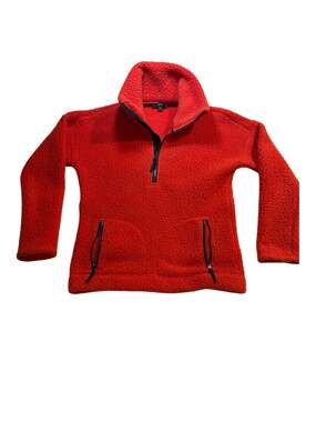 J.Crew Polartec Sherpa Fleece Half-Zip Pullover Sweater Red XXS